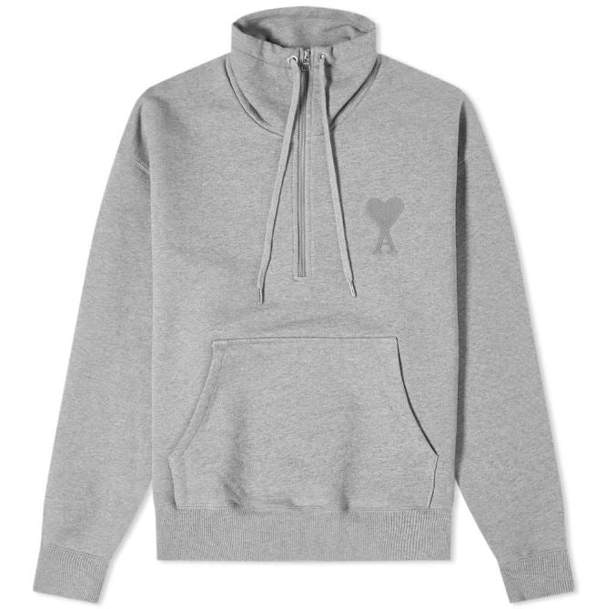 AMI Small Heart Logo Half Zipped Sweatshirt (USW512.740)
