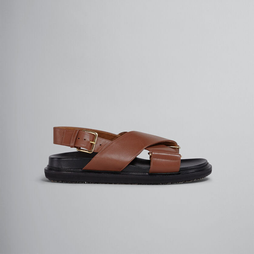 Marni Fussbett Leather Cross-Strap Sandals (FBMS005201 P3614)