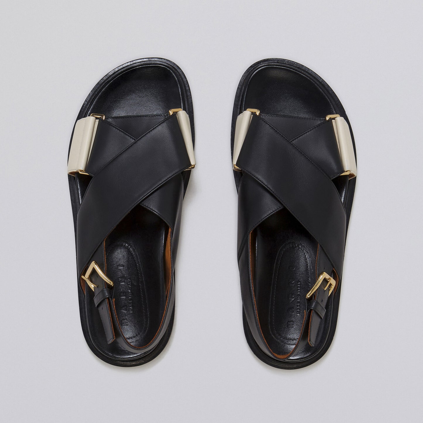 Marni Fussbett Leather Cross-Strap Sandals (FBMS005201 P3614)