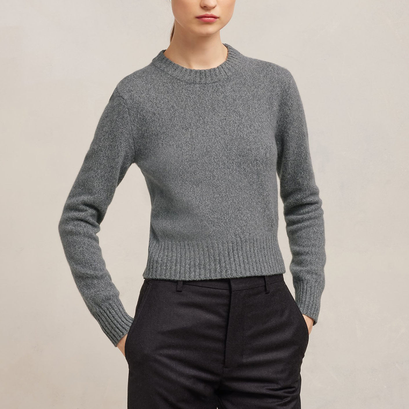 AMI Tonal Heart Logo Cashmere Knit Sweater (FKS127.005)