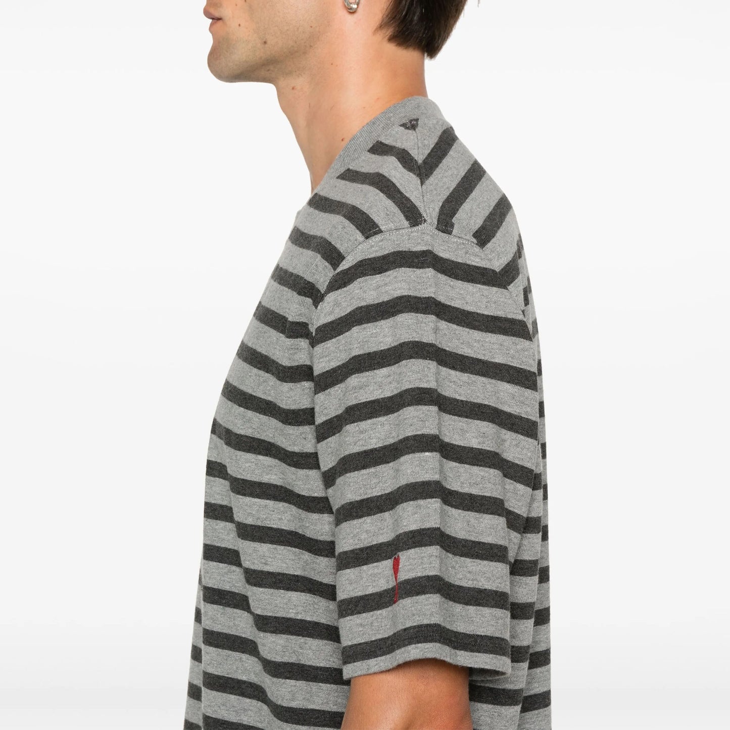 AMI Paris Oversized Stripe Logo Patch T-Shirt (HTS045.JE0084)