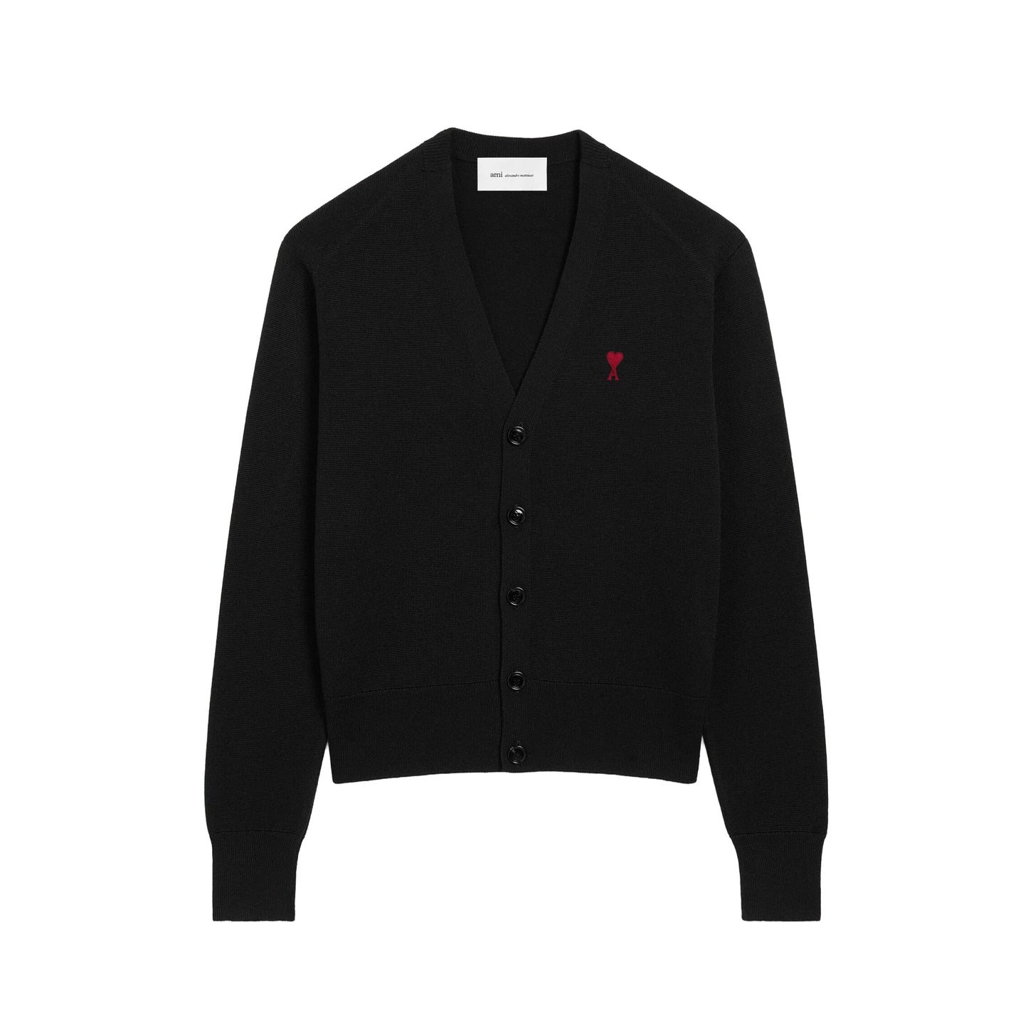 AMI Paris Ami de Coeur V-Neck Cardigan (Quota) HKC361.001 (Men’s Black)