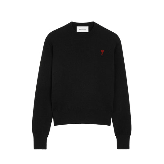 AMI Paris Quota Crewneck Sweater with Contrasted Ami de Coeur HKS826.001 Black