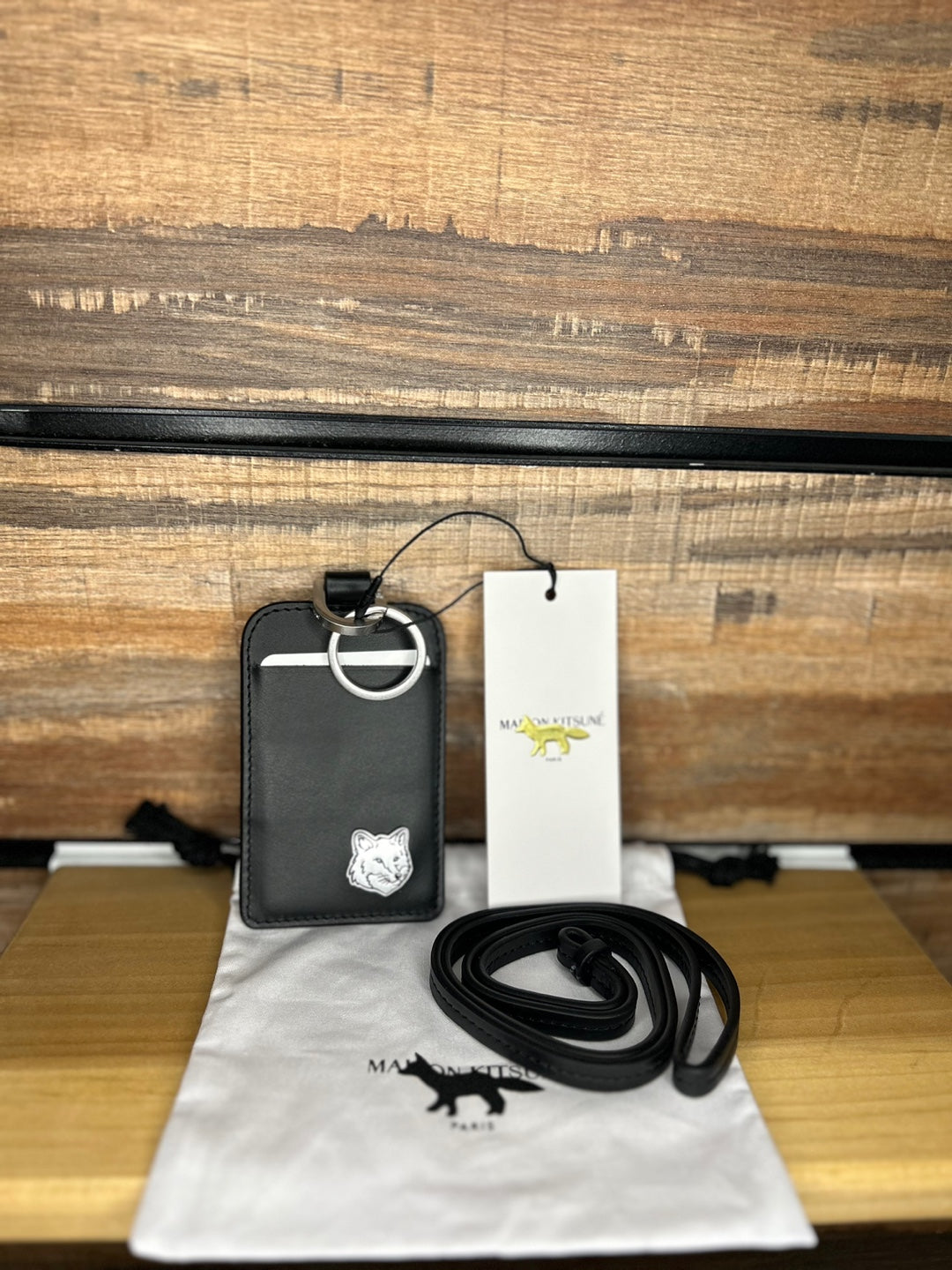 Maison Kitsuné Leather Card Holder Lanyard (MM05348LC0043)