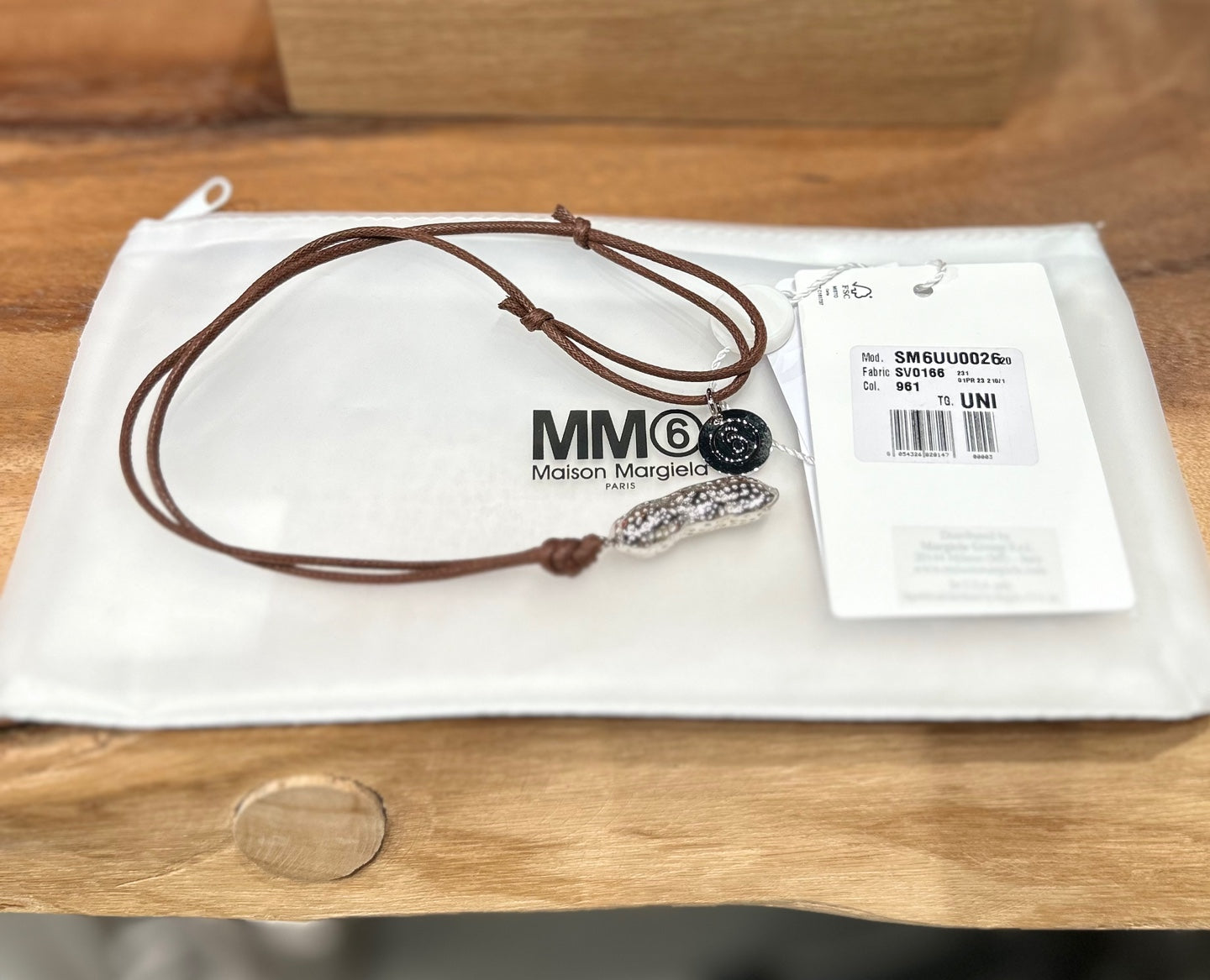 Maison Margiela 6 Silver Charm Leather Necklace (SM6UU0026)