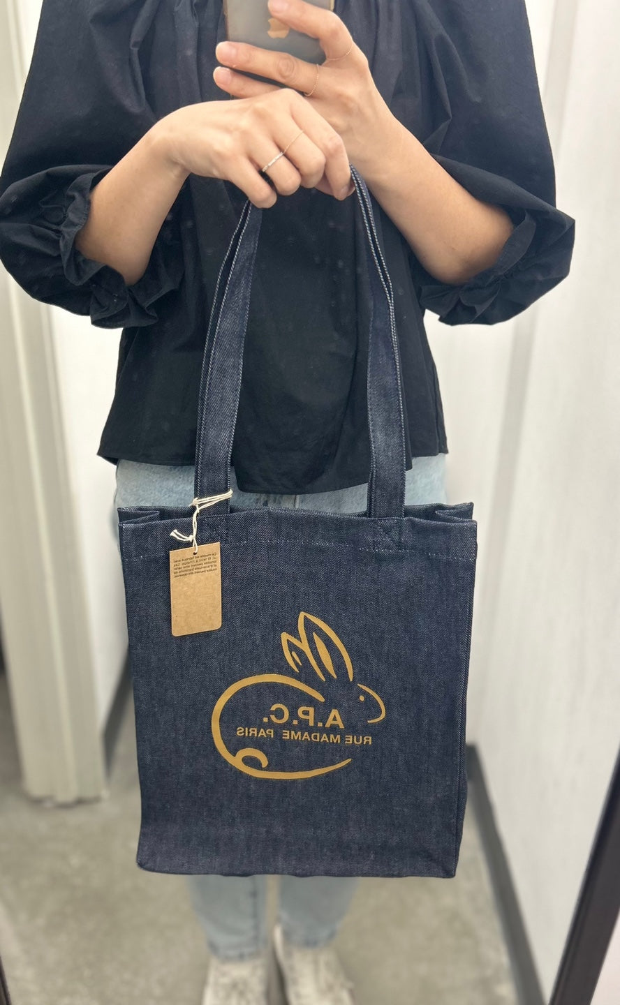 A.P.C. Red Logo Denim Tote (COCSX-M61793)