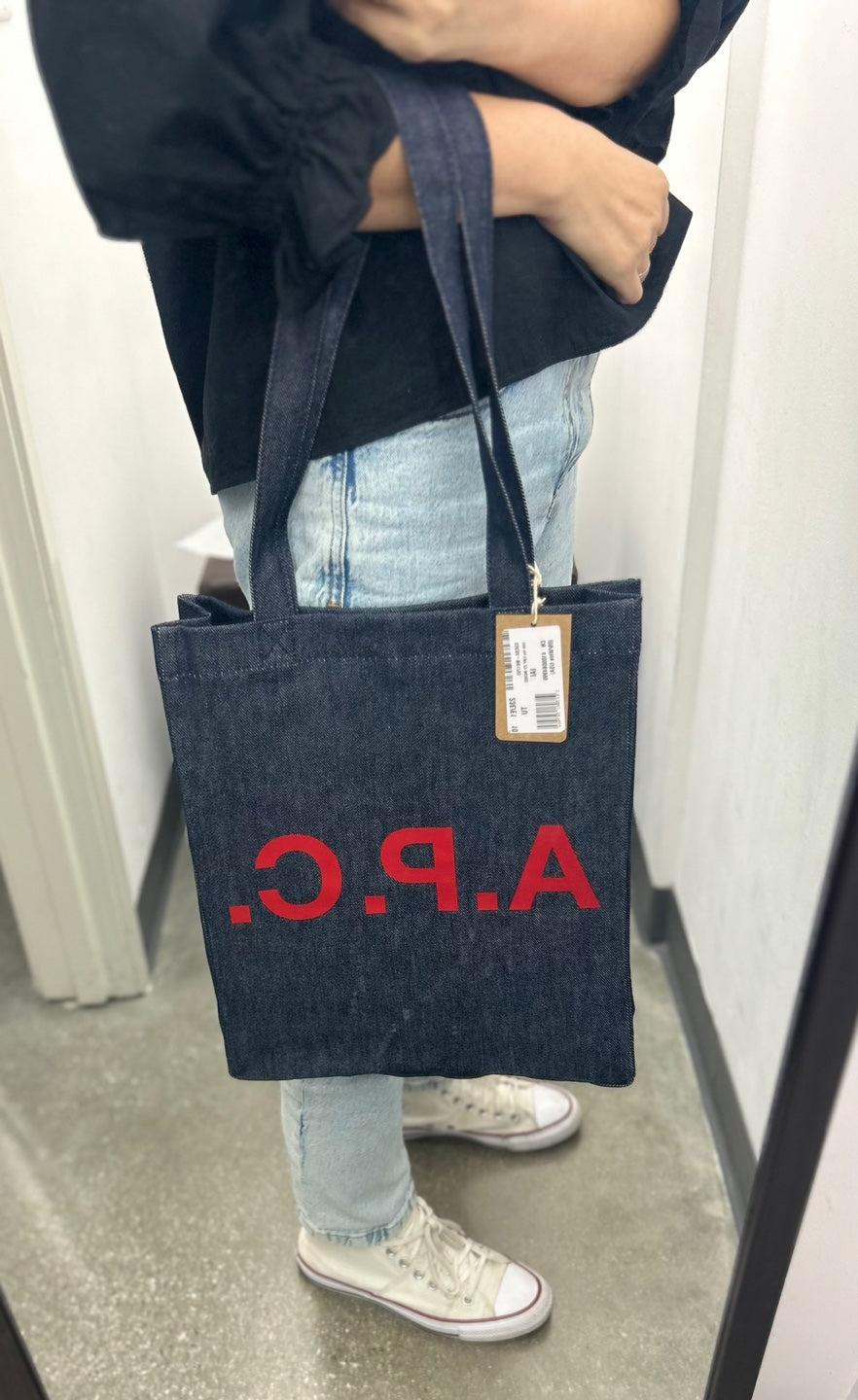 A.P.C. Red Logo Denim Tote (COCSX-M61793)