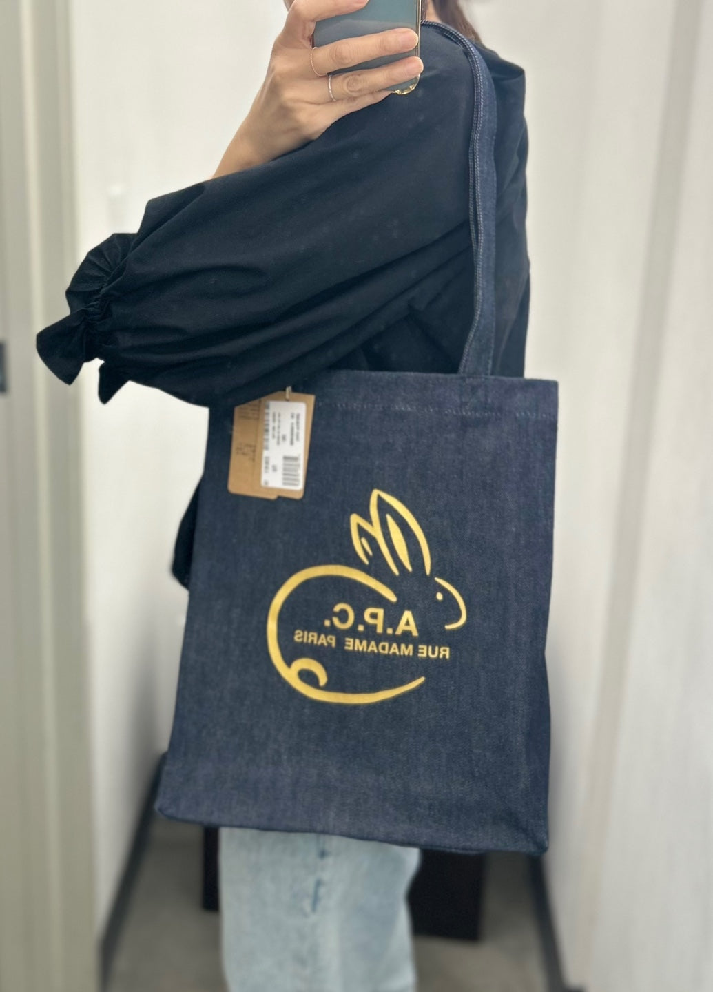 A.P.C. Red Logo Denim Tote (COCSX-M61793)