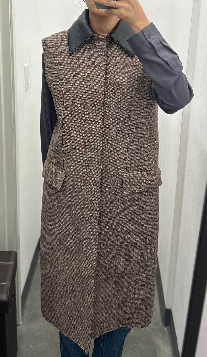 MARNI SLEEVELESS WOOL TWEED COAT (GLMX0068QU ULA736)