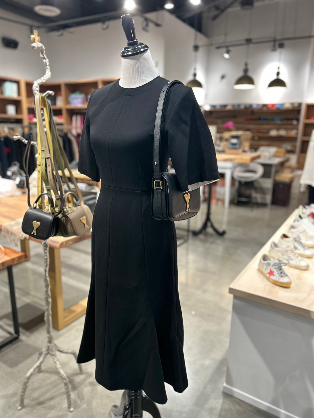 AMI Paris Wool Flare Midi Dress (FDR217.WV0045)