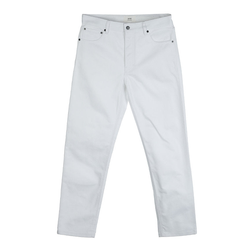 AMI Paris Straight Fit White Denim Pants (A21FD010.616)