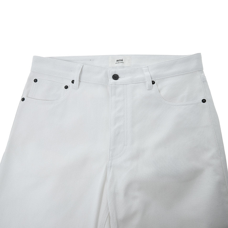 AMI Paris Straight Fit White Denim Pants (A21FD010.616)