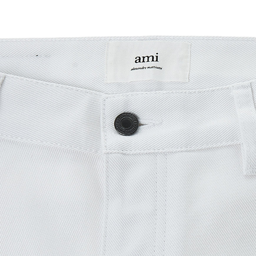 AMI Paris Straight Fit White Denim Pants (A21FD010.616)