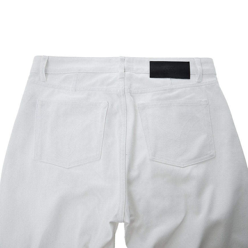 AMI Paris Straight Fit White Denim Pants (A21FD010.616)