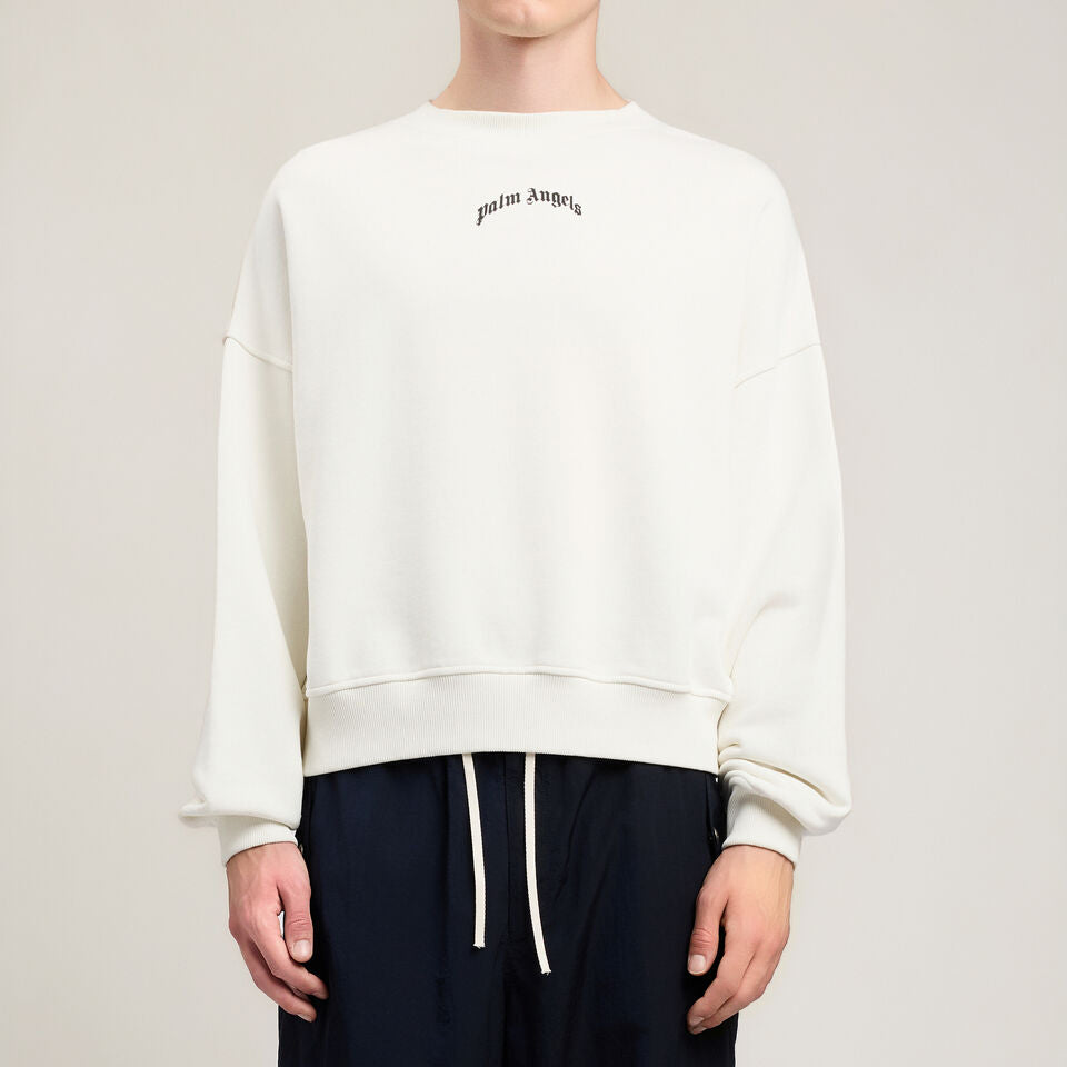 Palm Angels Back Curved Logo Loose Crew PMBA08JS26FLE004