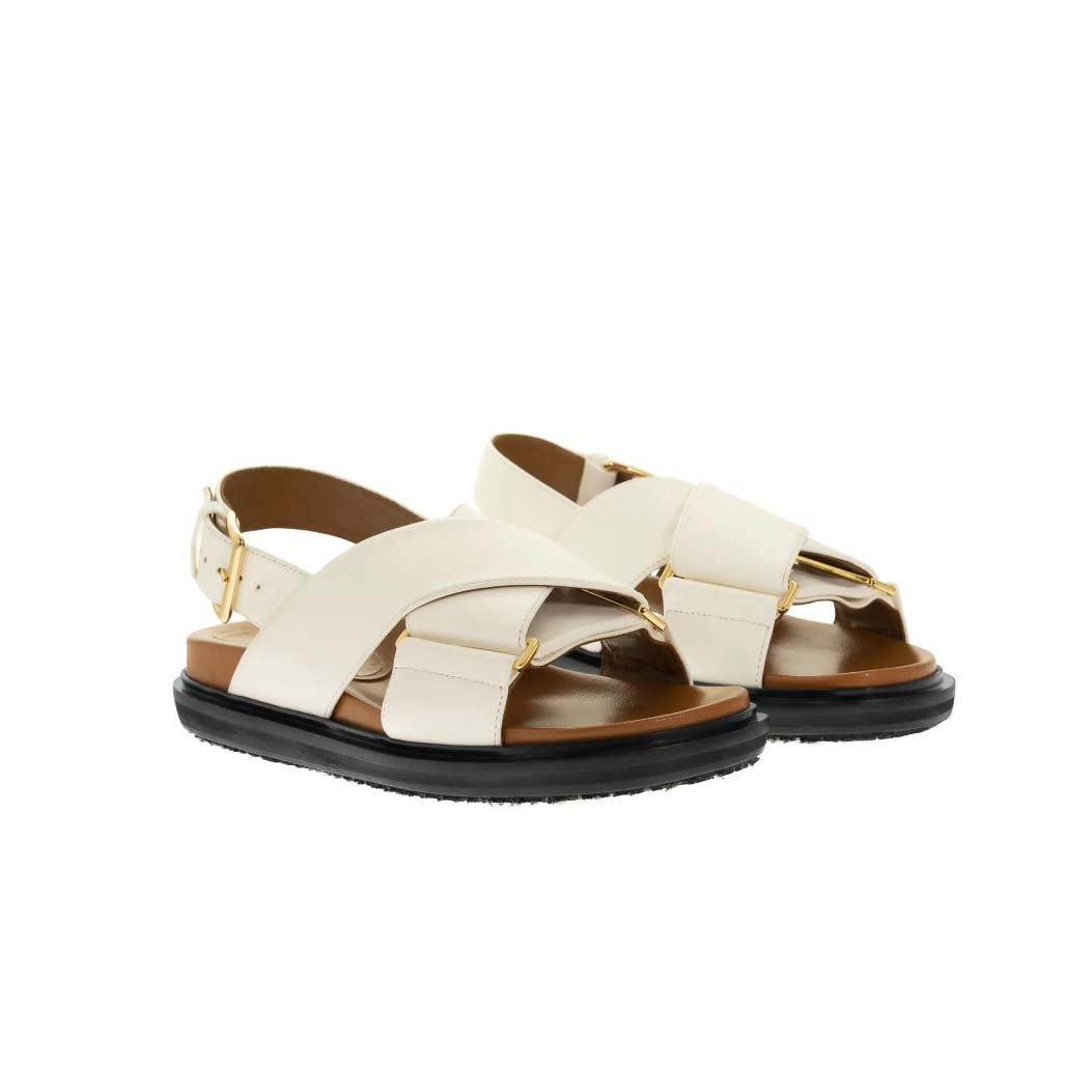MARNI FUSSBETT CRISSCROSS LEATHER SANDALS (FBMS005201)