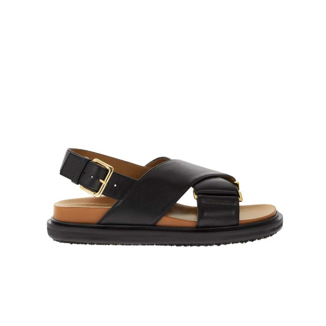 MARNI FUSSBETT CRISSCROSS LEATHER SANDALS (FBMS005201)