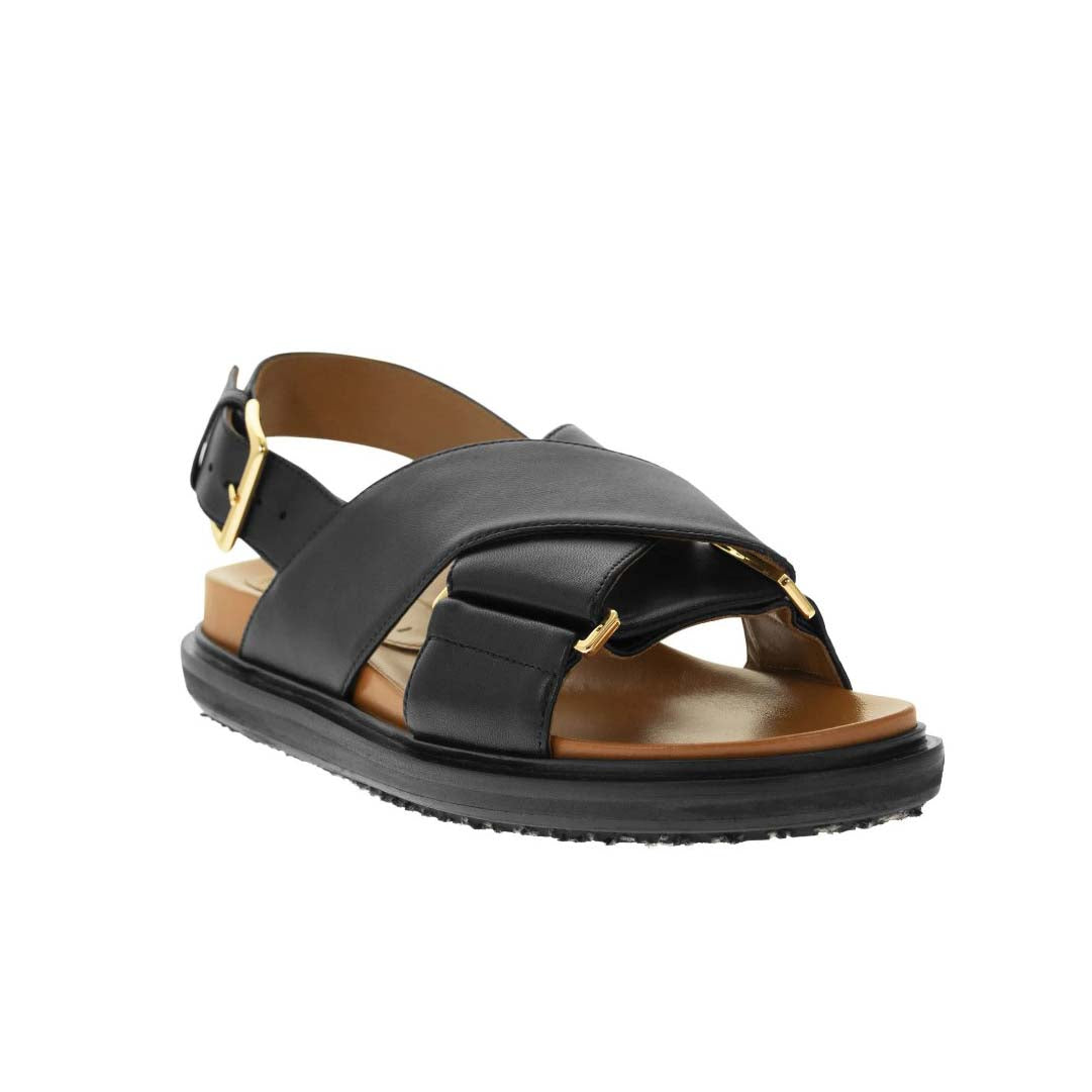 MARNI FUSSBETT CRISSCROSS LEATHER SANDALS (FBMS005201)