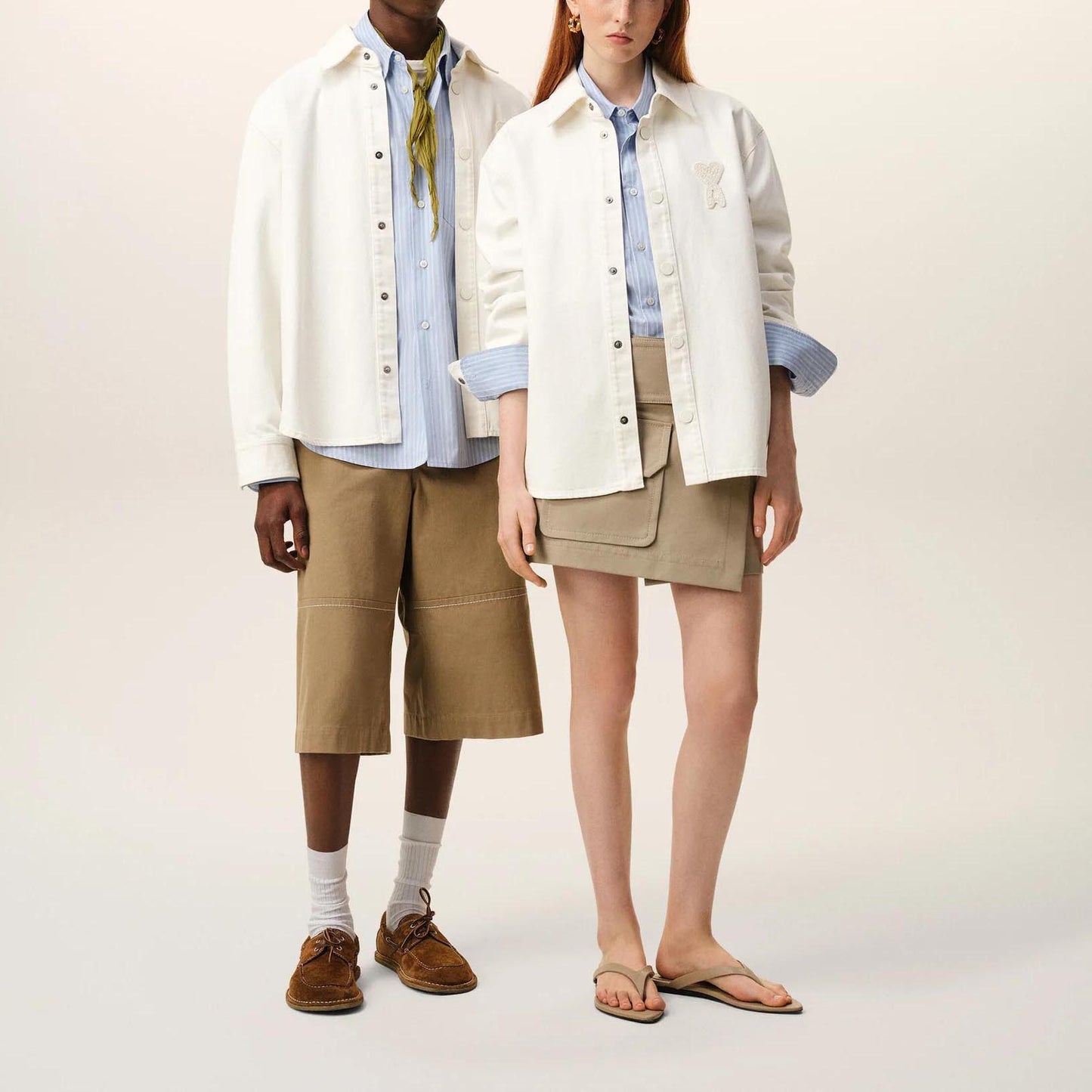 AMI Paris Overshirt With Knitted Ami De Coeur UJK897.DE0126