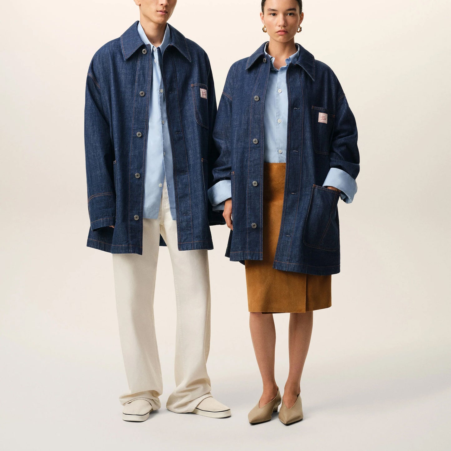 AMI Paris Worker Denim Jacket with Heritage Label UJK898.DE0122 Indigo (Women)