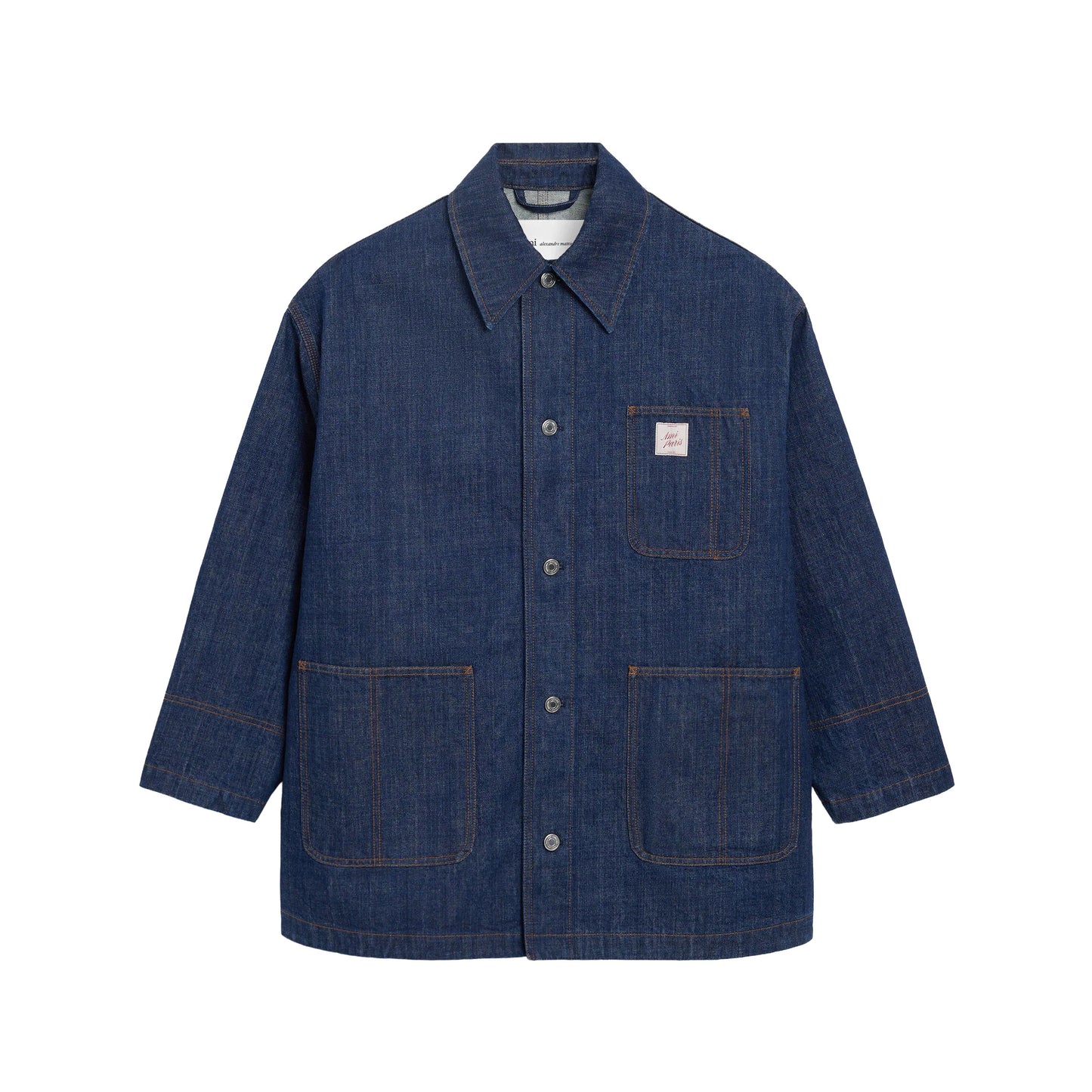 AMI Paris Worker Denim Jacket with Heritage Label UJK898.DE0122 Indigo (Women)