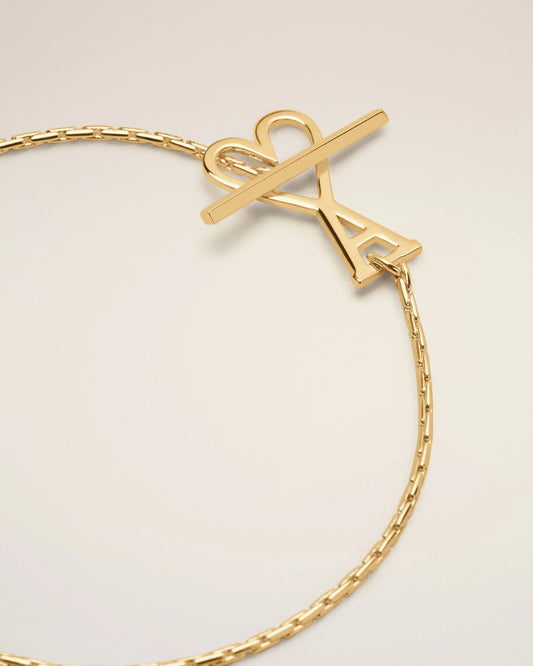 AMI PARIS Gold Brass Ami de Coeur Chain Bracelet (UKR906.369)