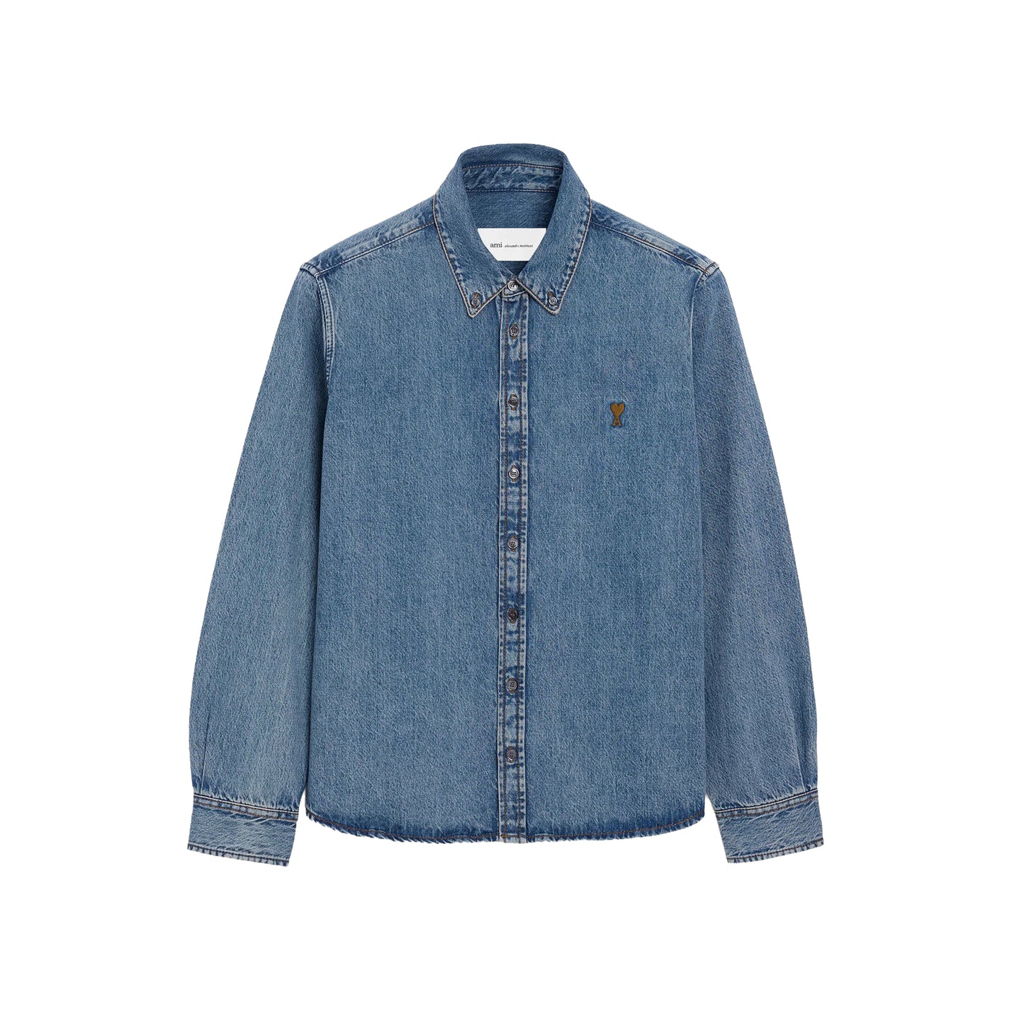 AMI Paris Contrasted Ami de Coeur Denim Shirt USH786.DE0056 Blue