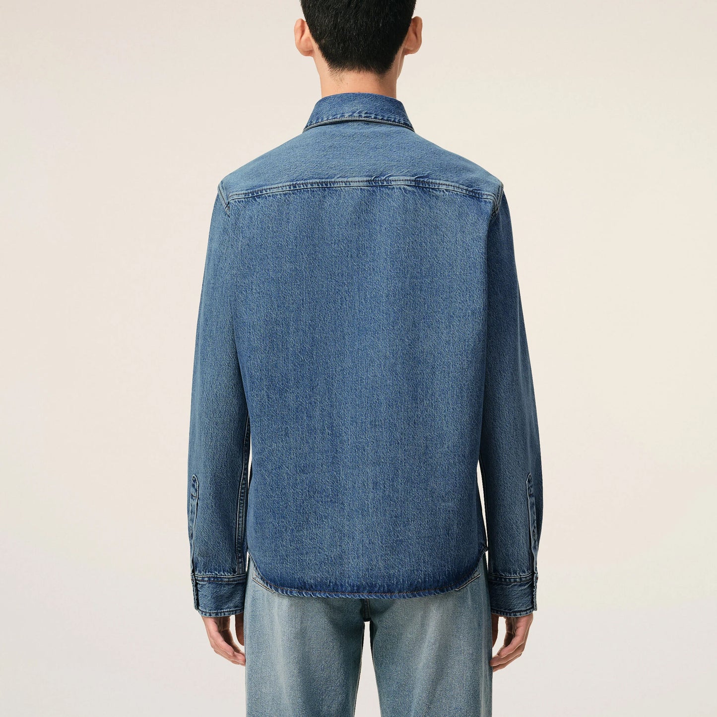 AMI Paris Contrasted Ami de Coeur Denim Shirt USH786.DE0056 Blue