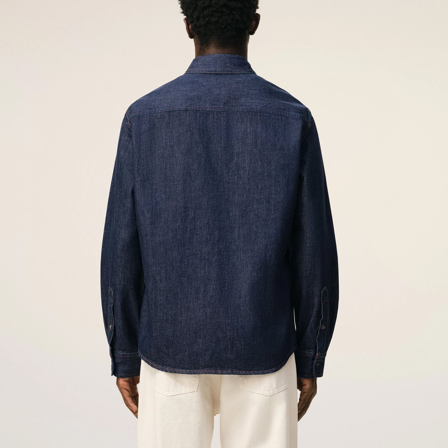 AMI Paris Contrasted Ami de Coeur Denim Shirt HSH786.DE0123 Indigo