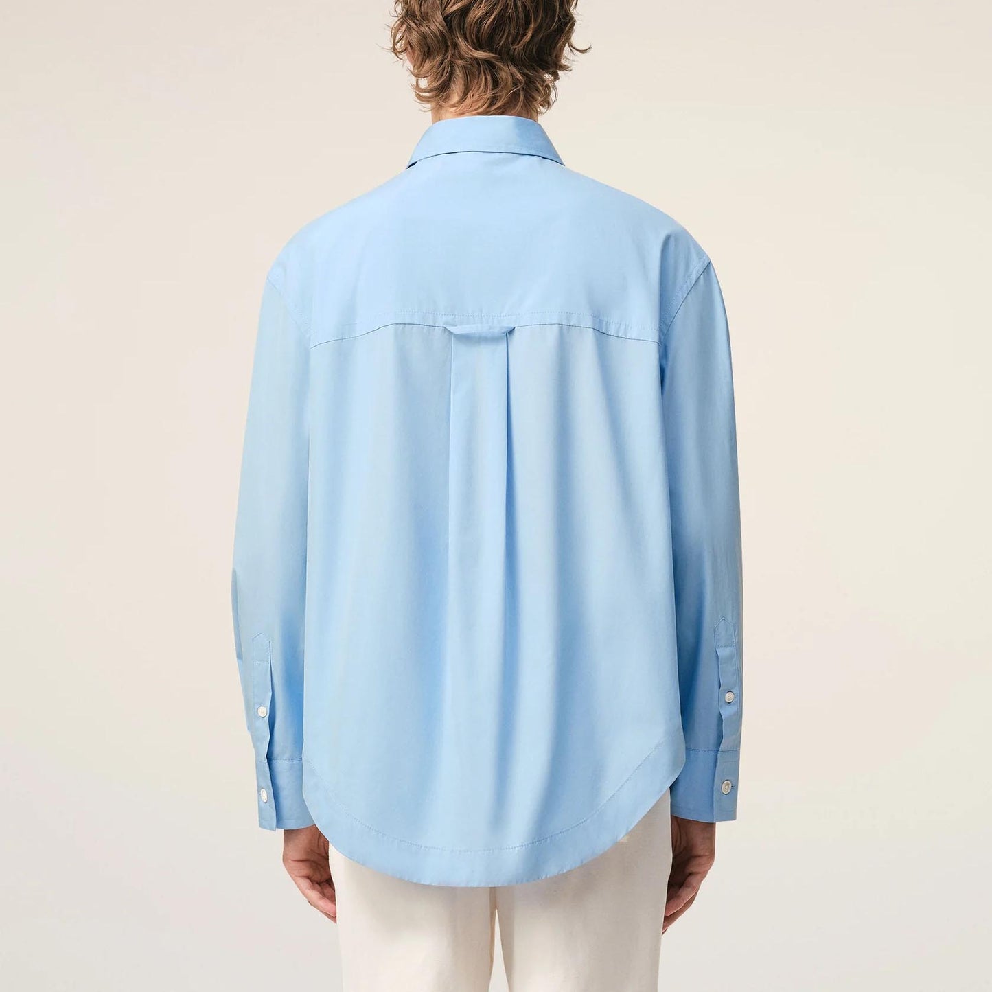 AMI Paris Long Sleeve Wide Shirt With Sharp Collar And Embossed Ami De Coeur USH808.CO0063
