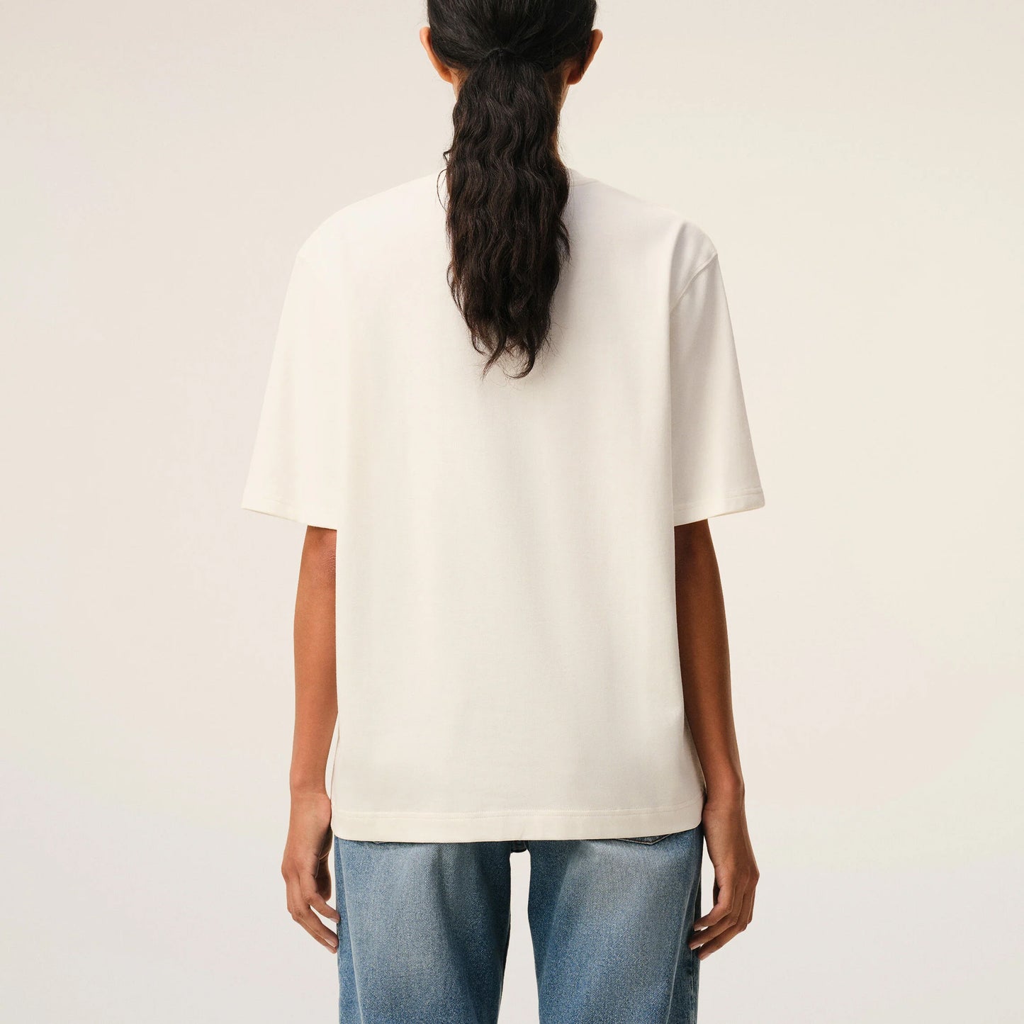 AMI Paris Boxy Fit Signature Print T-Shirt UTS385.726 White