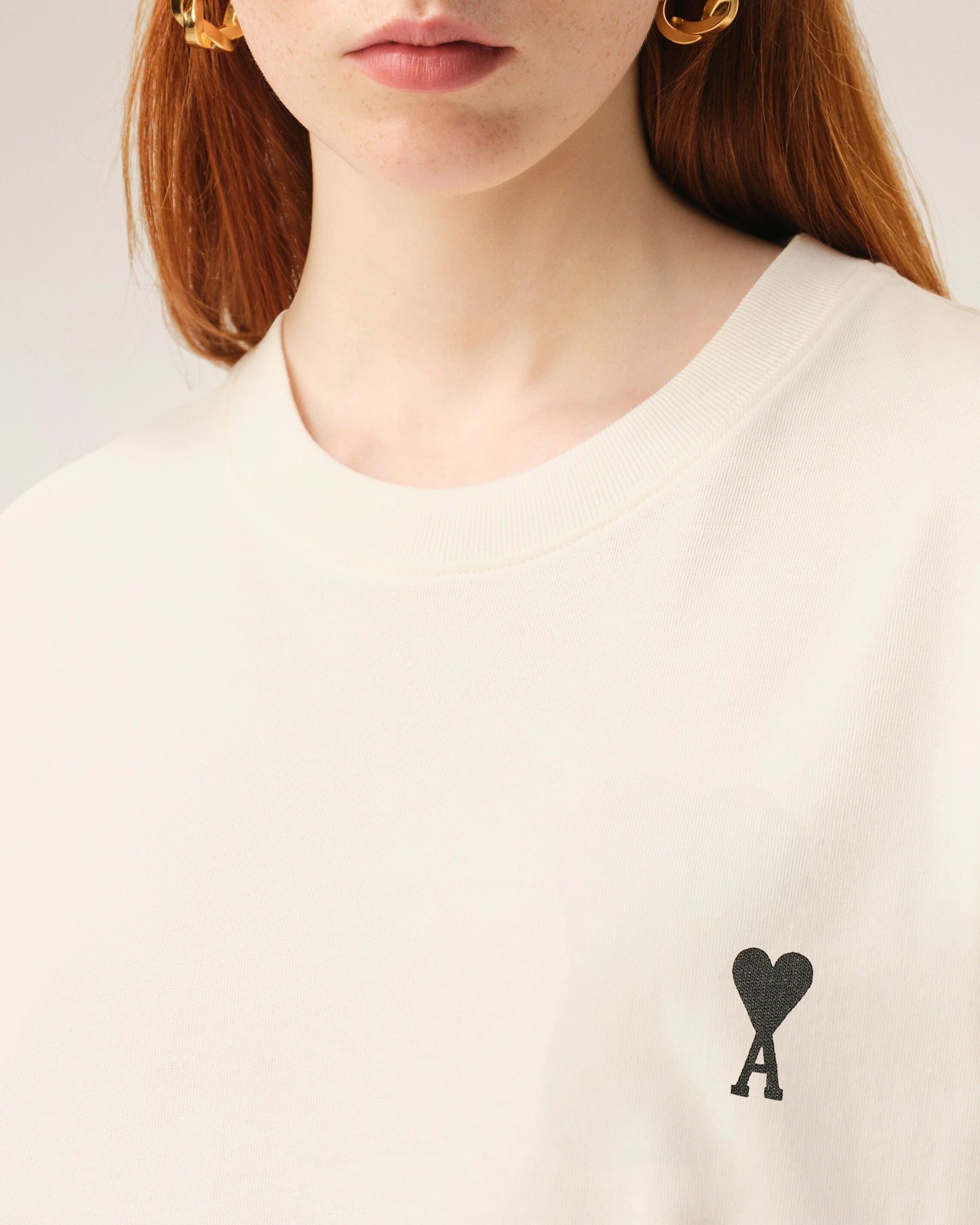 AMI Paris Boxy Fit ADC T-Shirt with Signature Print at Back UTS387.726 White
