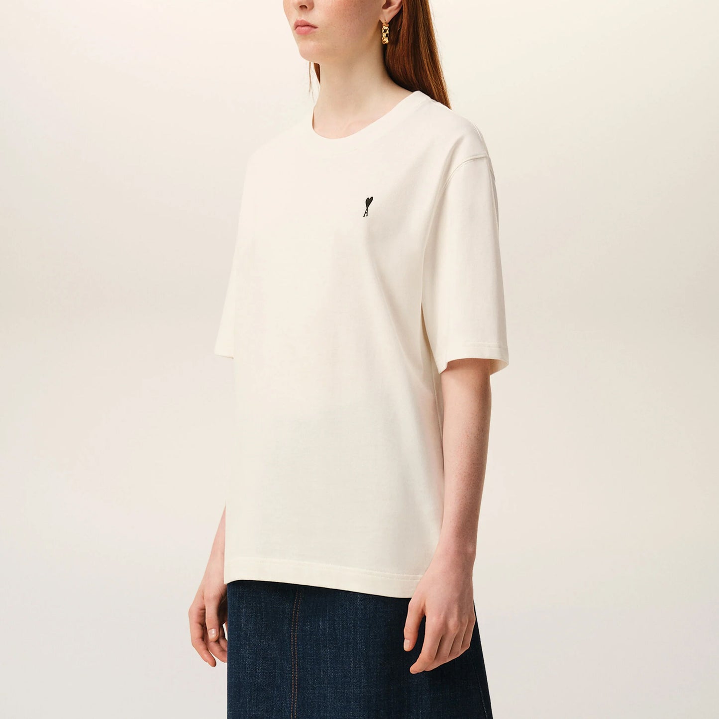 AMI Paris Boxy Fit ADC T-Shirt with Signature Print at Back UTS387.726 White