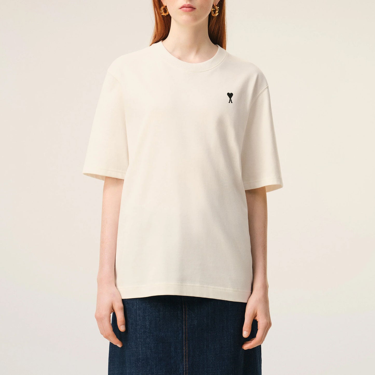 AMI Paris Boxy Fit ADC T-Shirt with Signature Print at Back UTS387.726 White