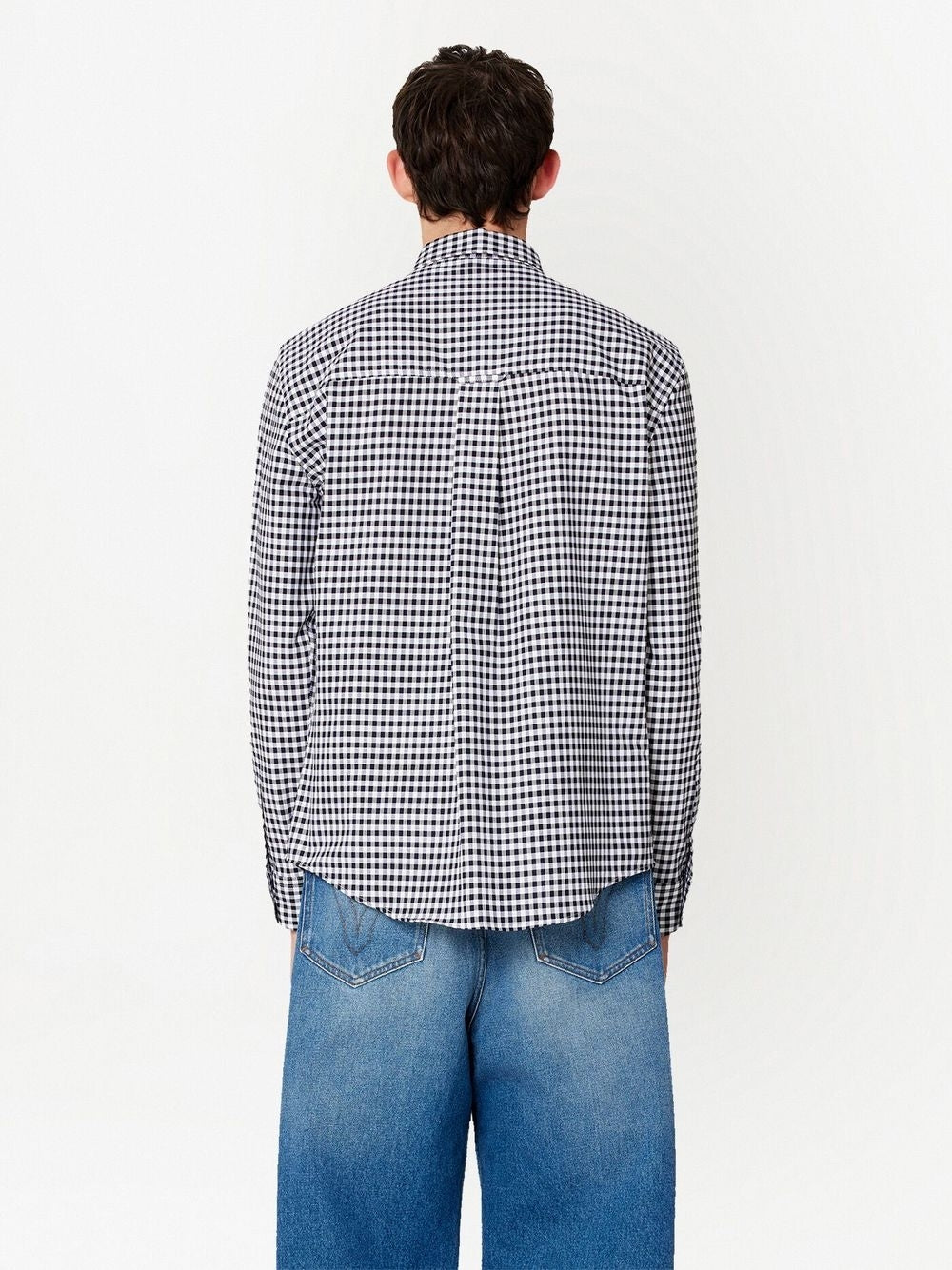 AMI Paris Heart Embroidery Gingham Shirt (HSH113.CO0023)