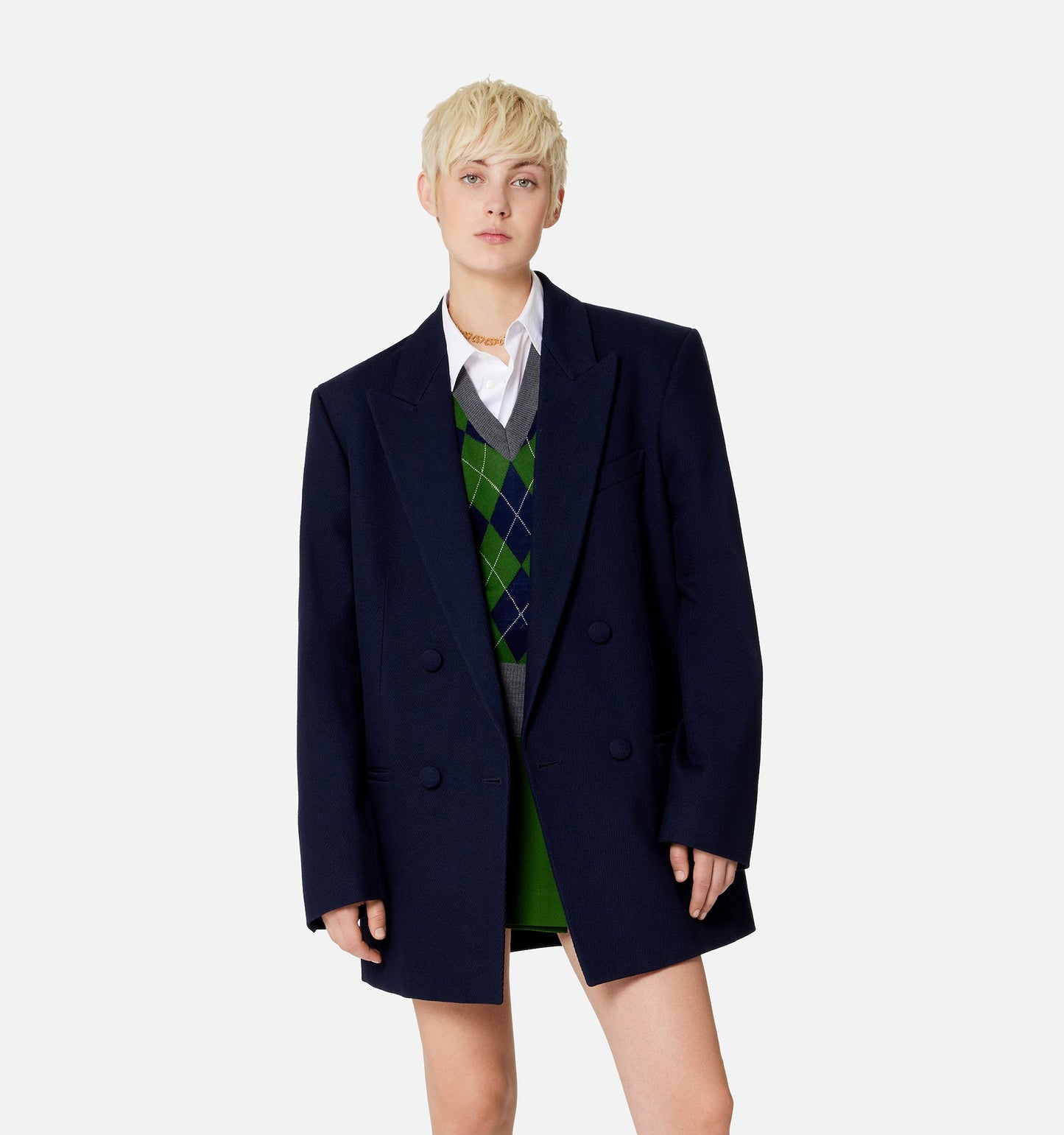 AMI Paris Argyle Intarsia Merino Wool Sweater (FKS704.KN0005)