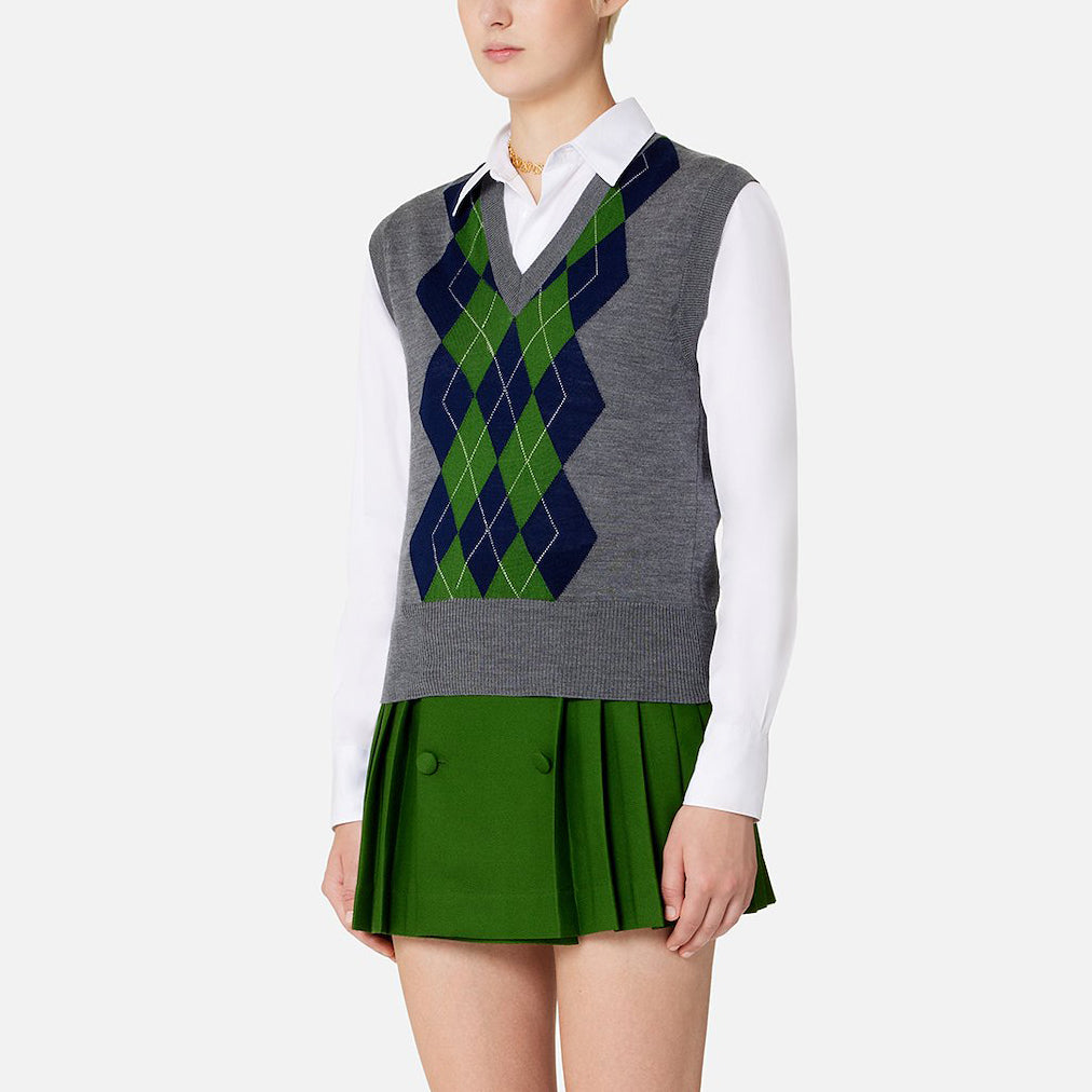 AMI Paris Argyle Intarsia Merino Wool Sweater (FKS704.KN0005)