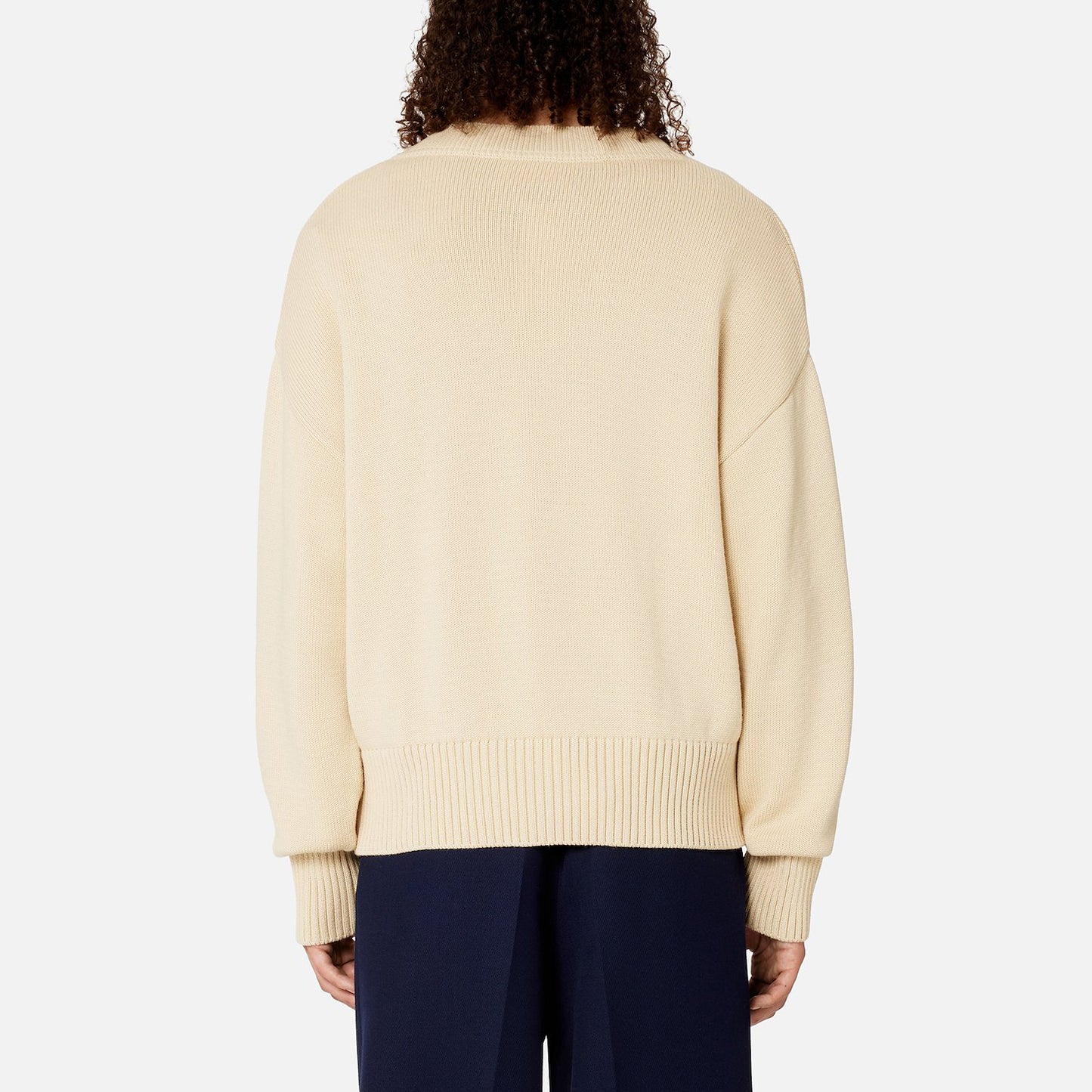 AMI Small Heart Logo V-Neck Knit Sweater (UKS208.016)