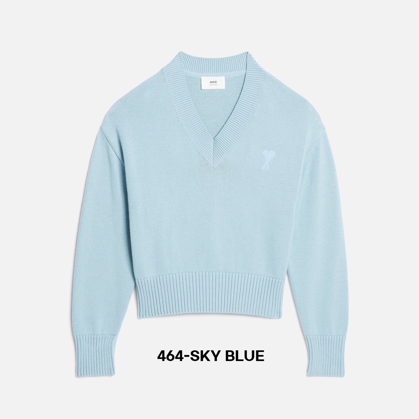 AMI Small Heart Logo V-Neck Knit Sweater (UKS208.016)