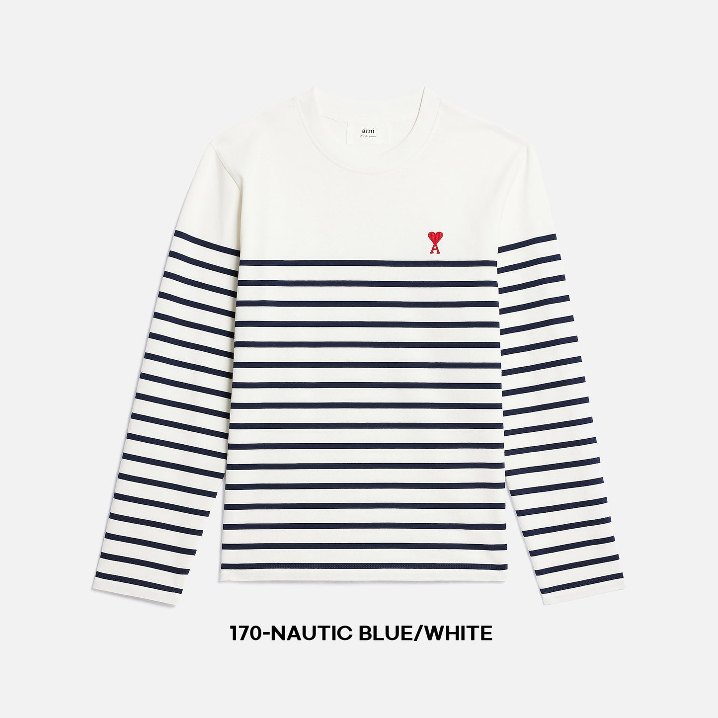 AMI Small Heart Stripe Long Sleeve T-Shirt (UTS300.072)