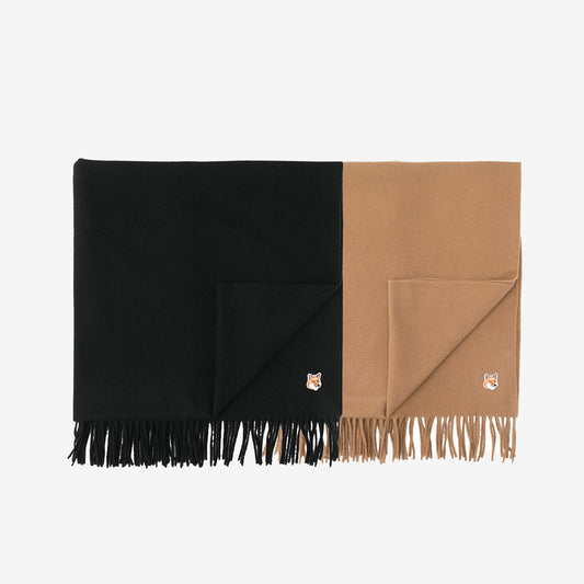 Maison Kitsuné Fox Head Patch Wool Scarf (FU06208BT3004)