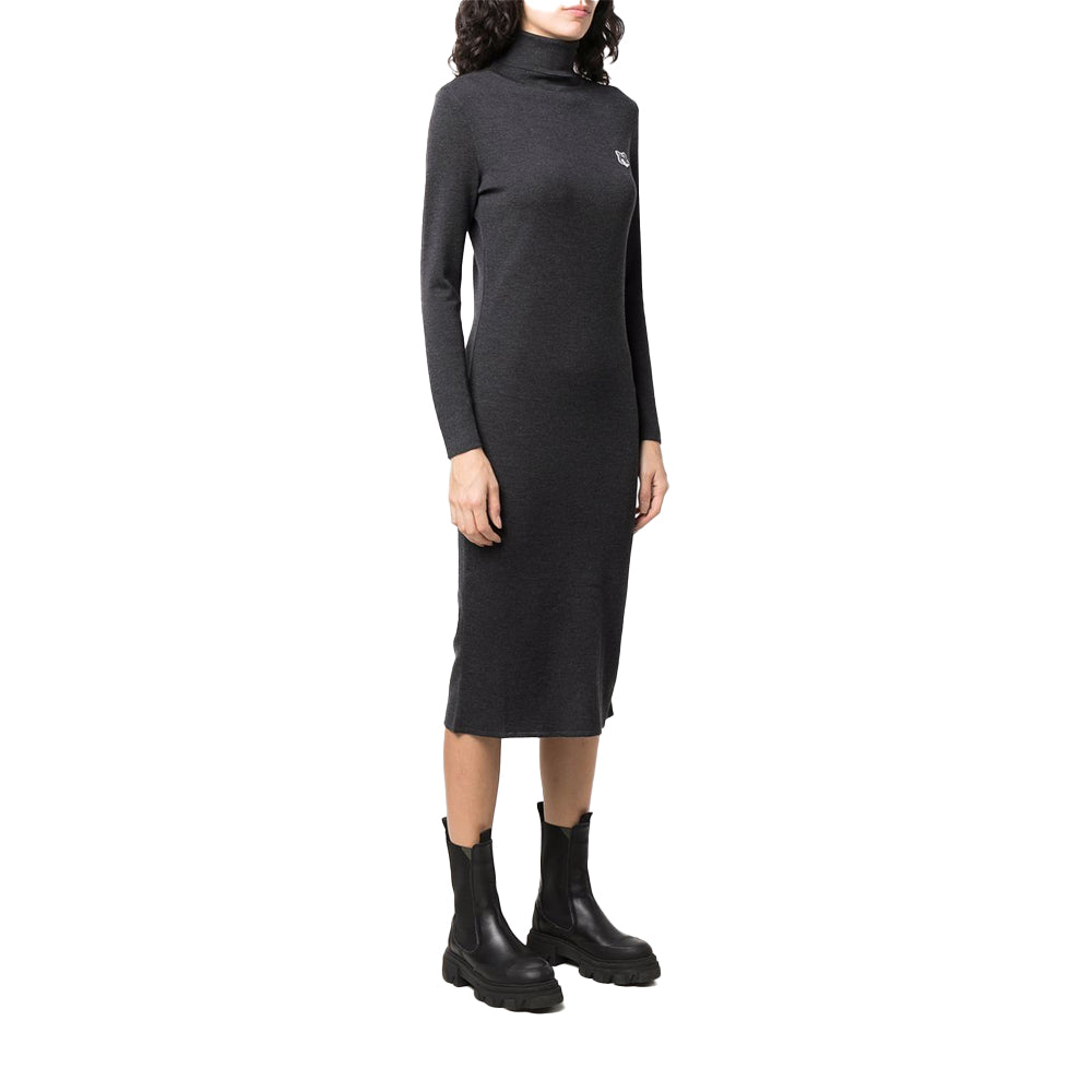Maison Kitsuné Fox Head Patch Turtleneck Wool Dress (HW01610KT1036)