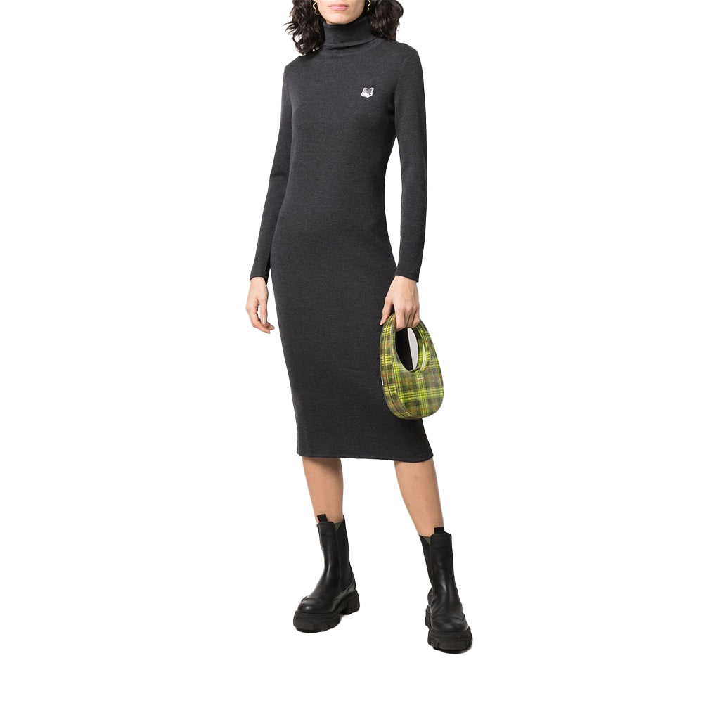 Maison Kitsuné Fox Head Patch Turtleneck Wool Dress (HW01610KT1036)