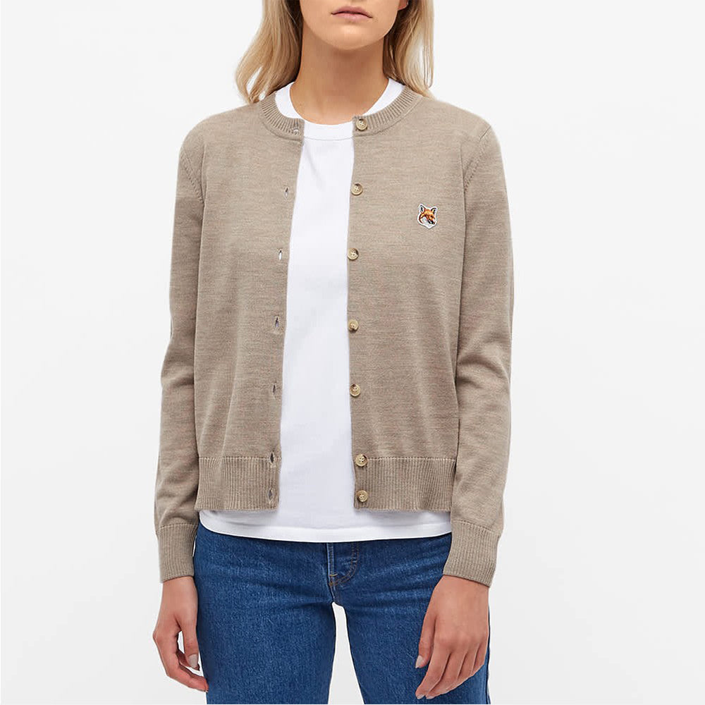 Maison Kitsuné Fox Head Patch Wool Cardigan (HW00521KT1036)