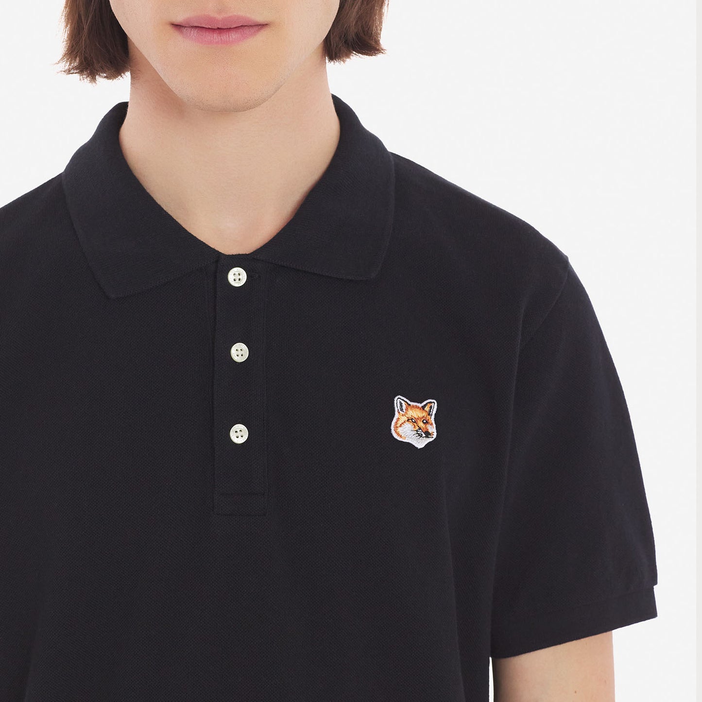Maison Kitsuné Fox Head Patch Polo Shirt (FU00203KJ7007)