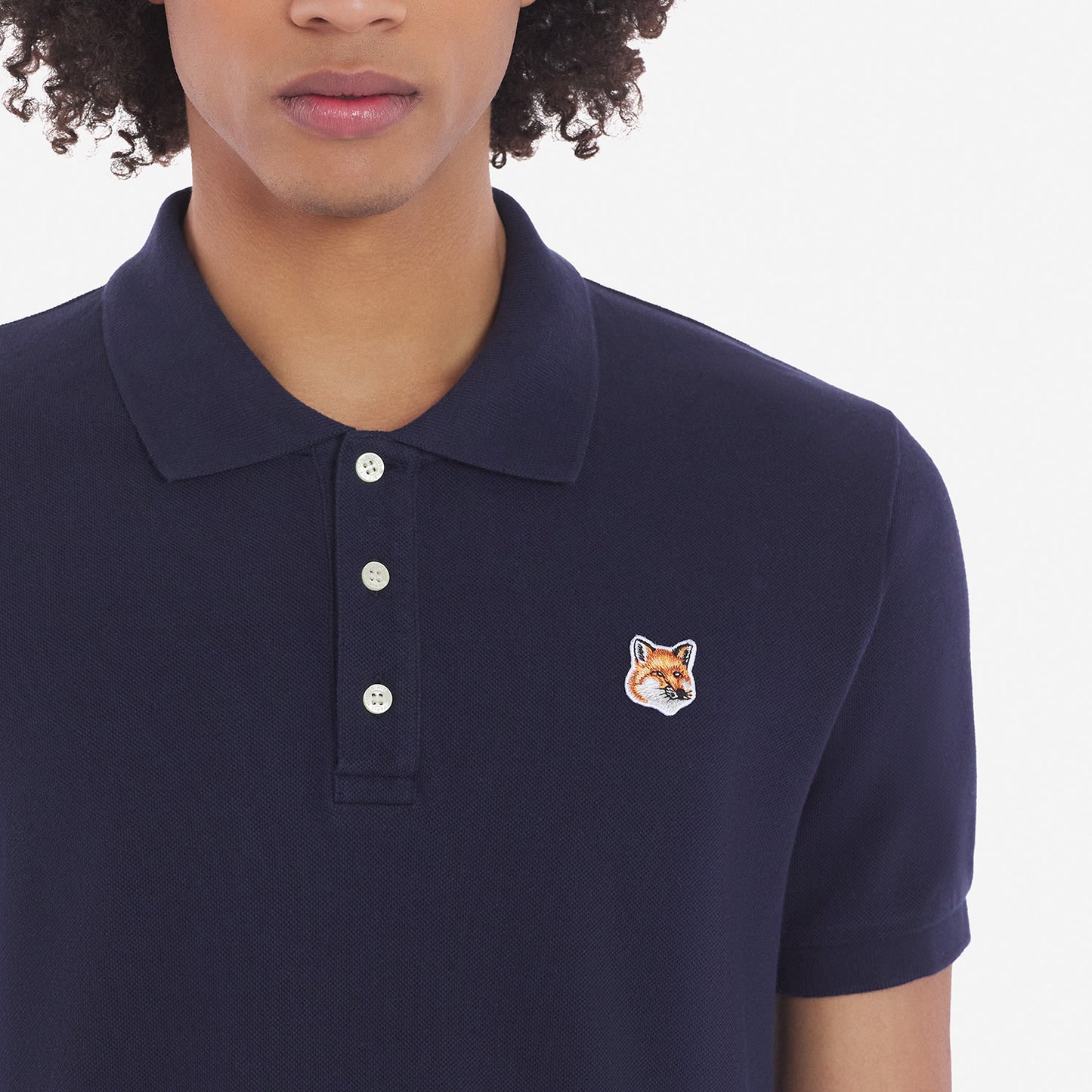 Maison Kitsuné Fox Head Patch Polo Shirt (FU00203KJ7007)