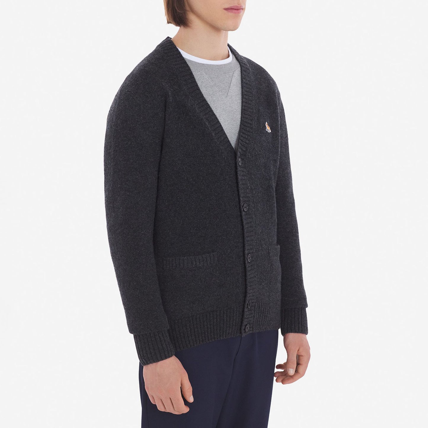 Maison Kitsuné Classic Fox Head V-Neck Cardigan (HM00501KT1006)