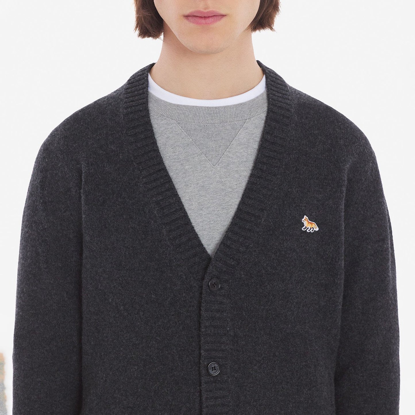 Maison Kitsuné Classic Fox Head V-Neck Cardigan (HM00501KT1006)
