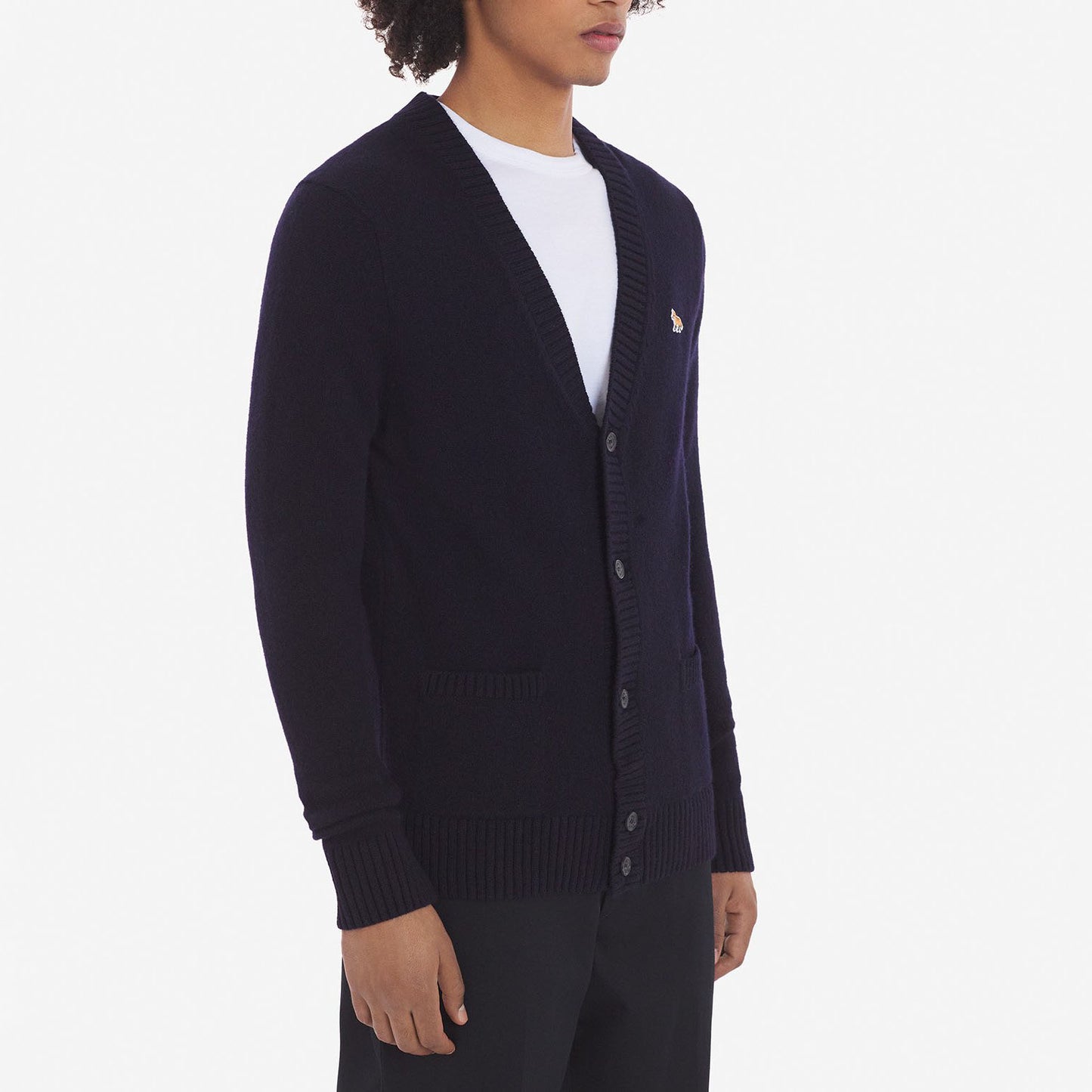 Maison Kitsuné Classic Fox Head V-Neck Cardigan (HM00501KT1006)