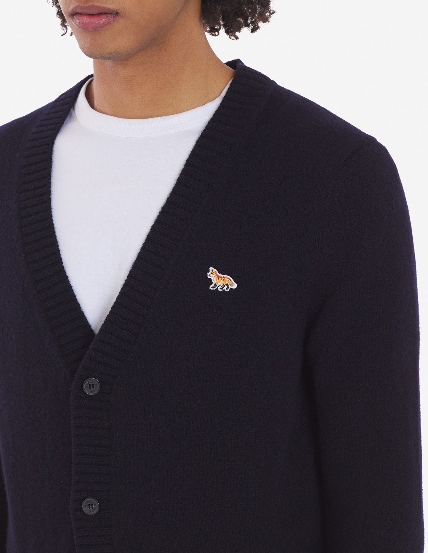 Maison Kitsuné Classic Fox Head V-Neck Cardigan (HM00501KT1006)